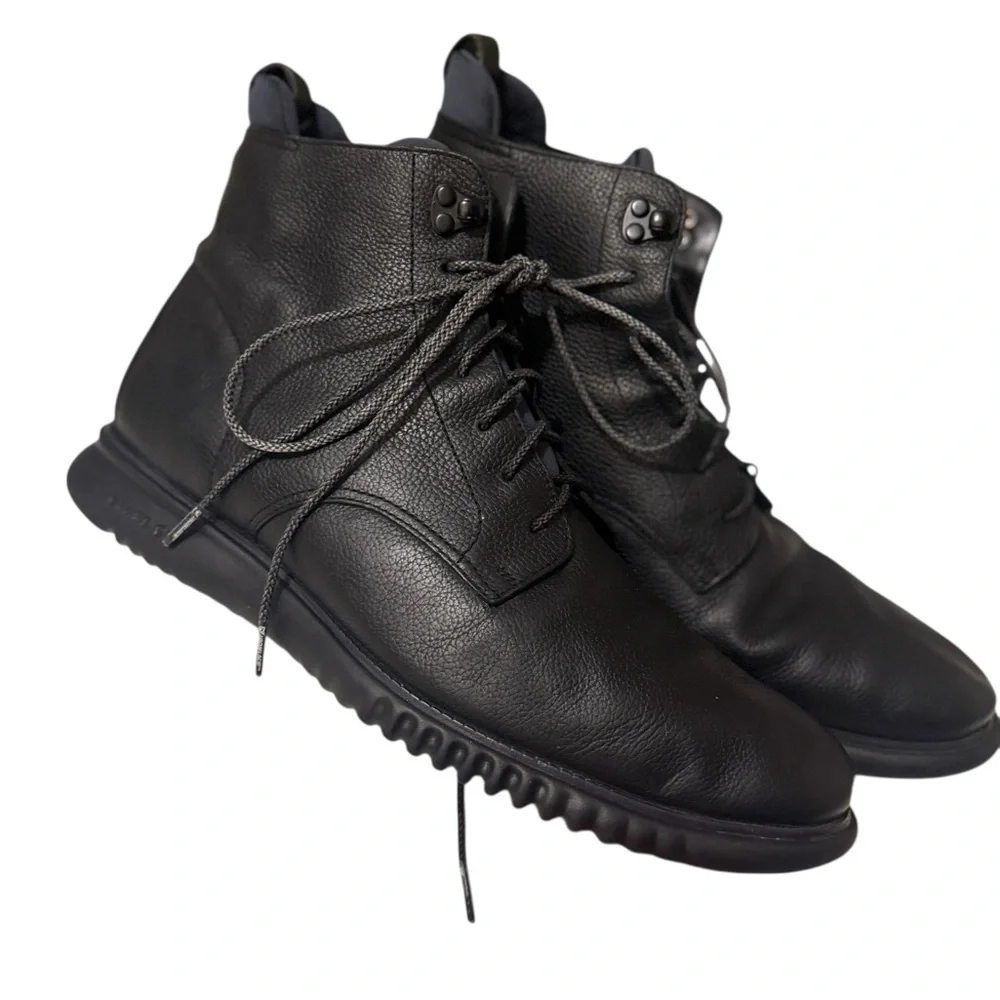 Cole Haan Black pure Leather Lace-Up Boots